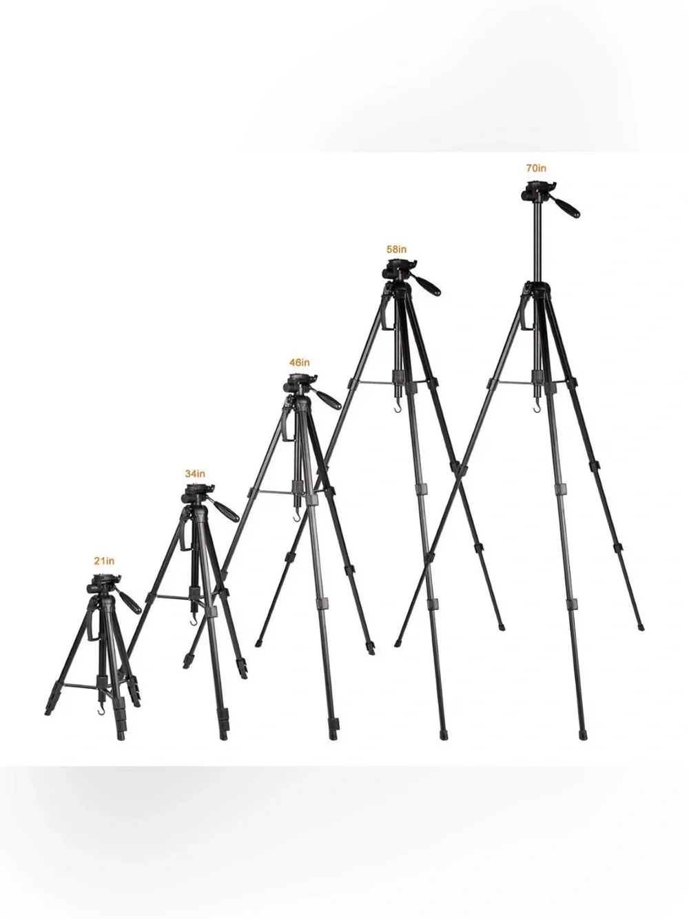InnerTeck Black Camera Tripod with Adjustable Center Column & Flip-Lock Legs